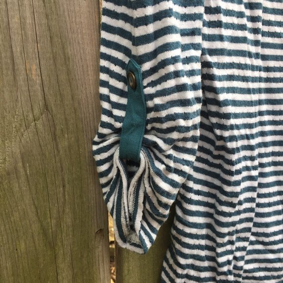 Akemi + Kin (Anthro) Sylvie Pointelle blue white striped top - size S - Picture 7 of 8